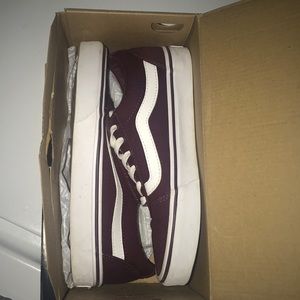 Maroon/ White Vans